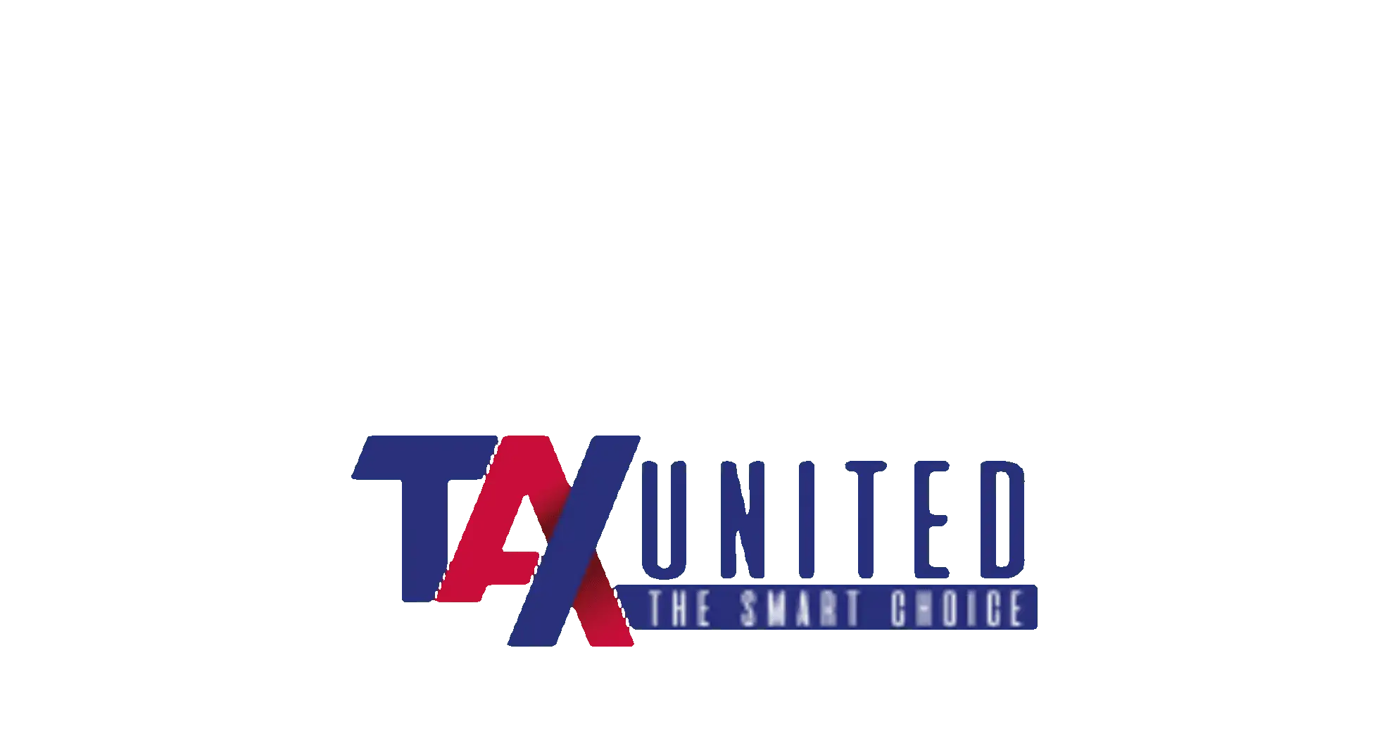 A green background with the words tax united in blue and red.