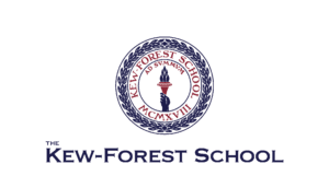 A green background with the words nw forest school in black and red.